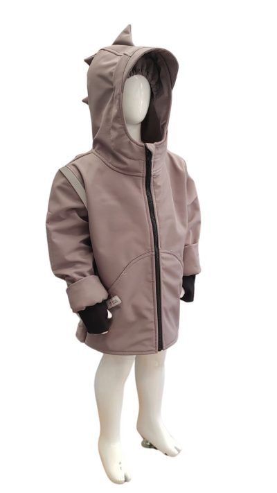 Möbius Gyerek softshell kabát / levehető ujjal-mellénnyé alakítható - szürke dinó
